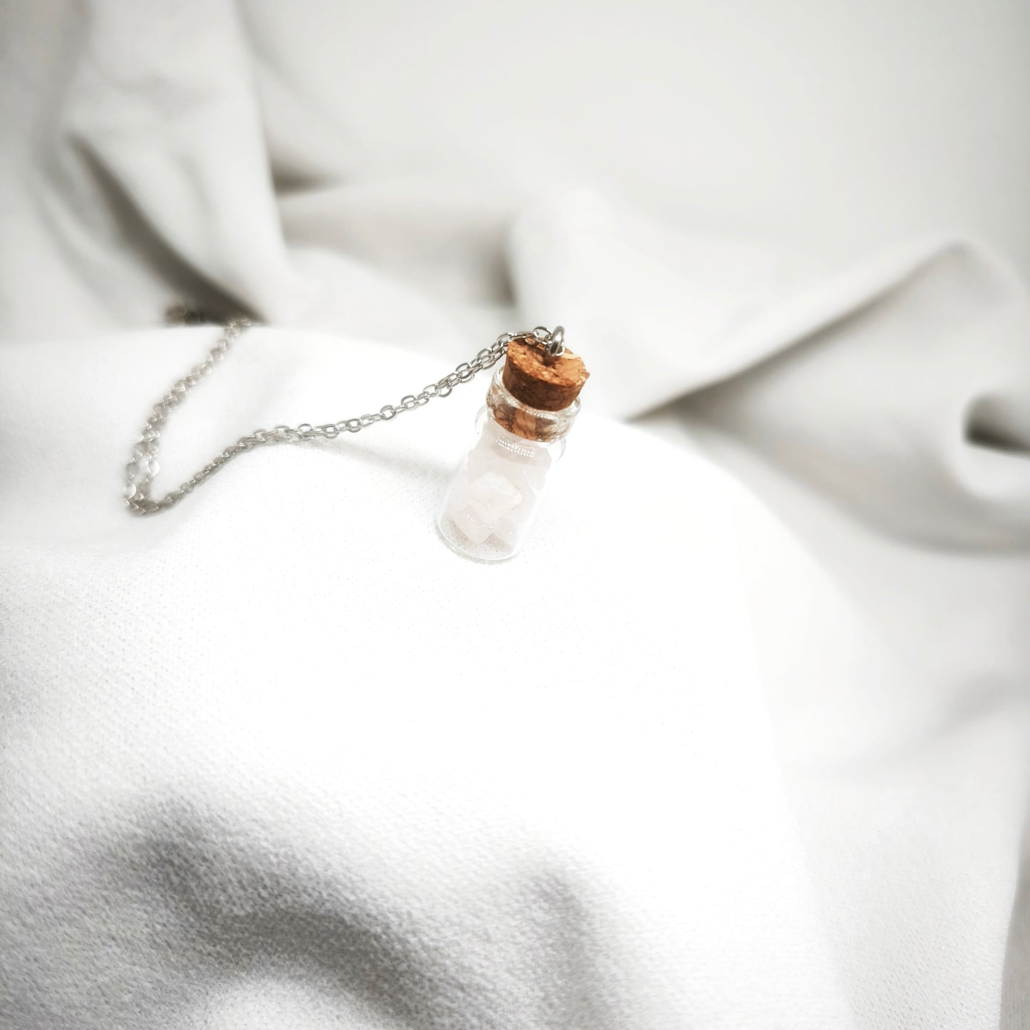 Collier bottle Quartz Rose