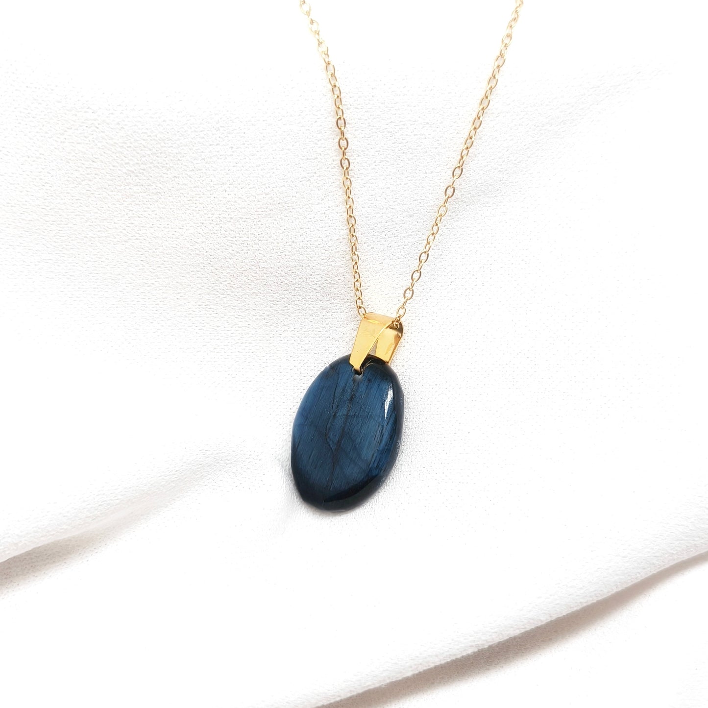 Collier gemm'arts oeil de faucon acier inoxydable