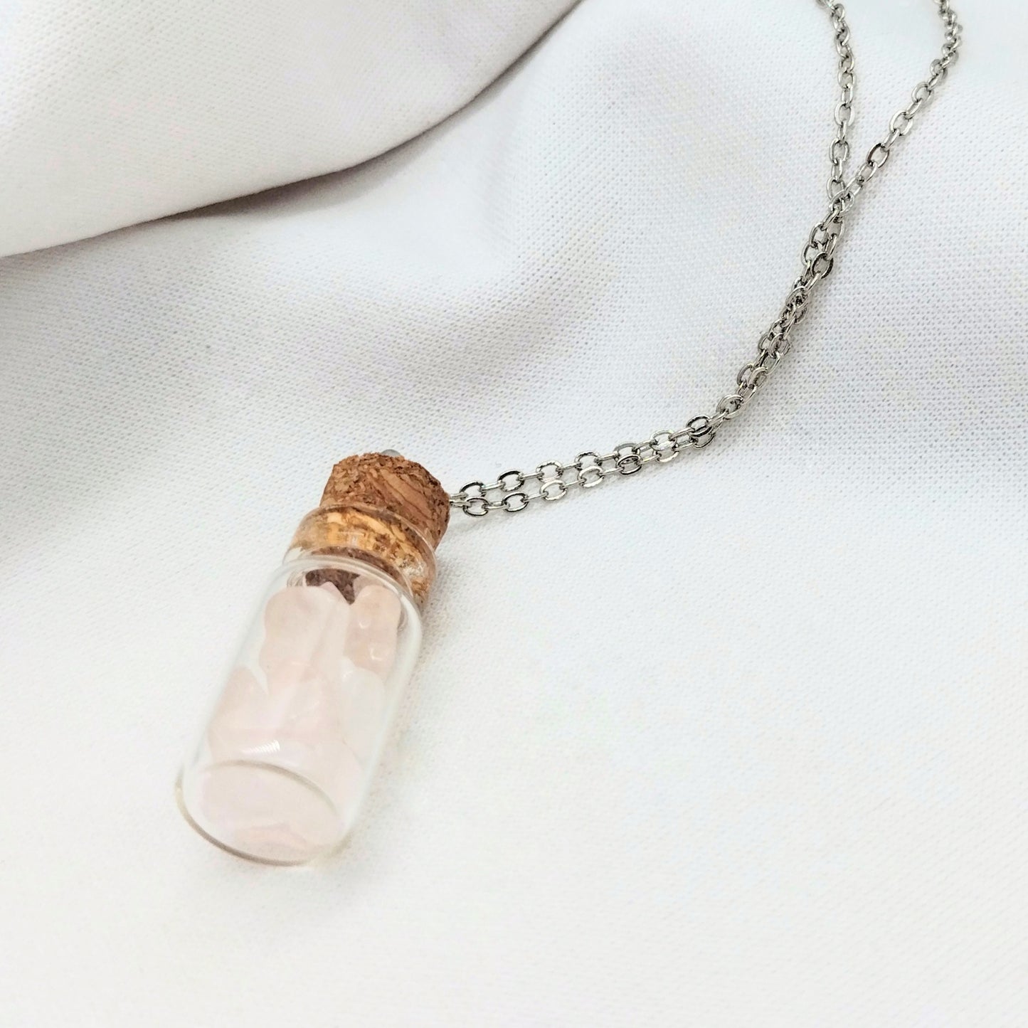 Collier mini bottle Quartz rose