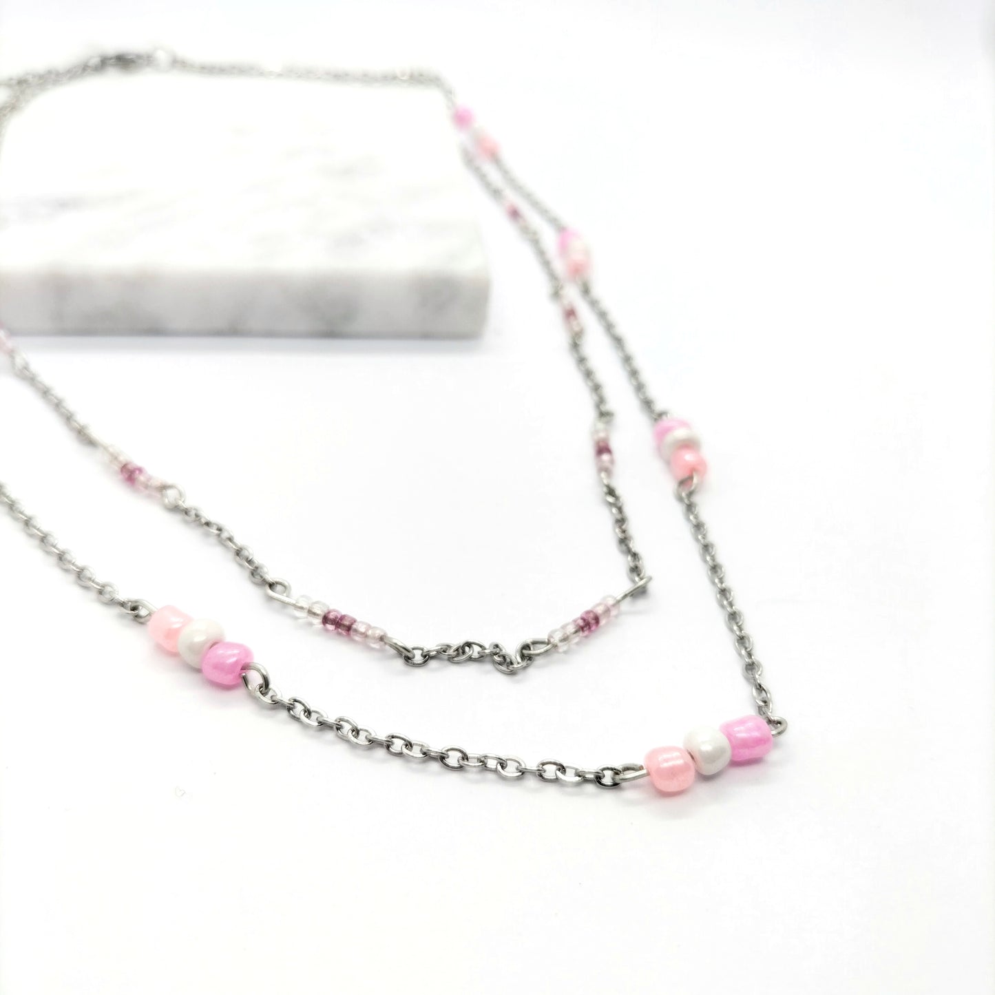 Collier Rocaille rose