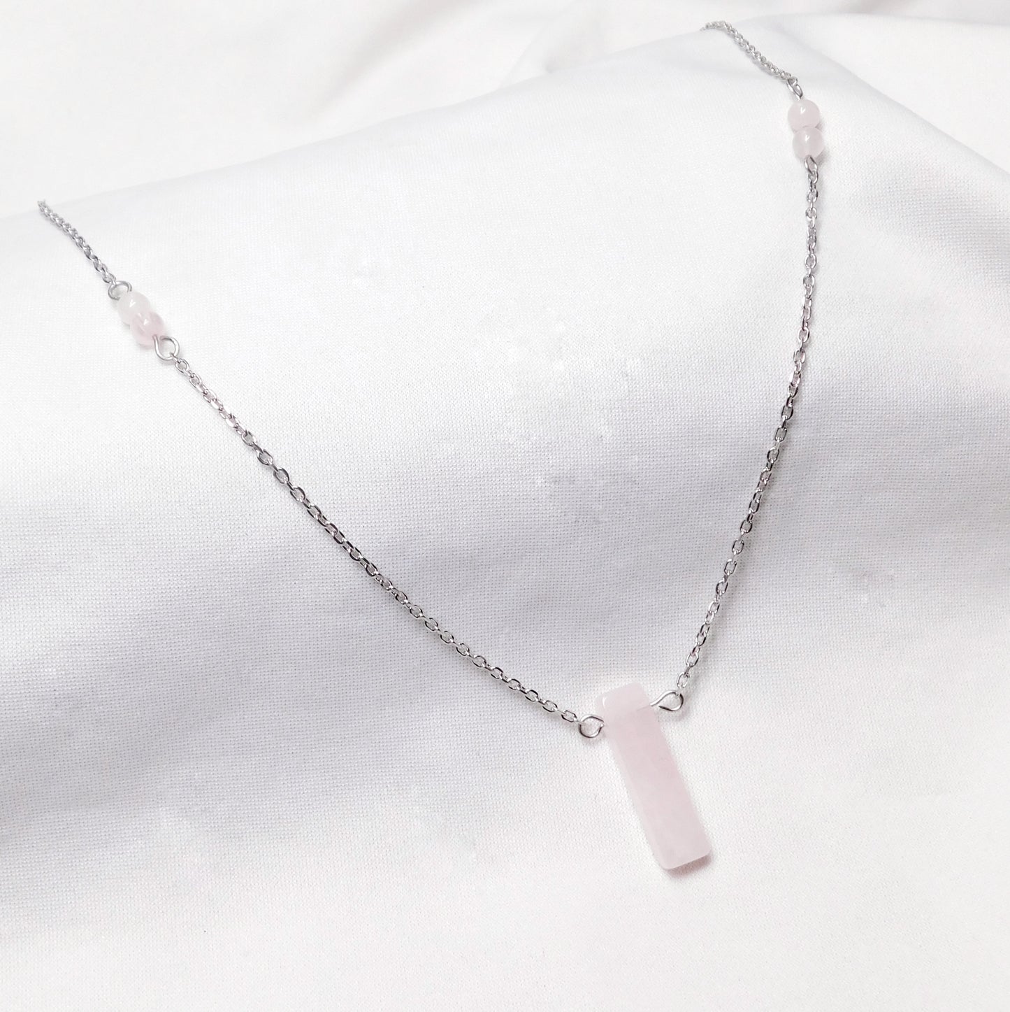 Collier Oblond Quartz rose