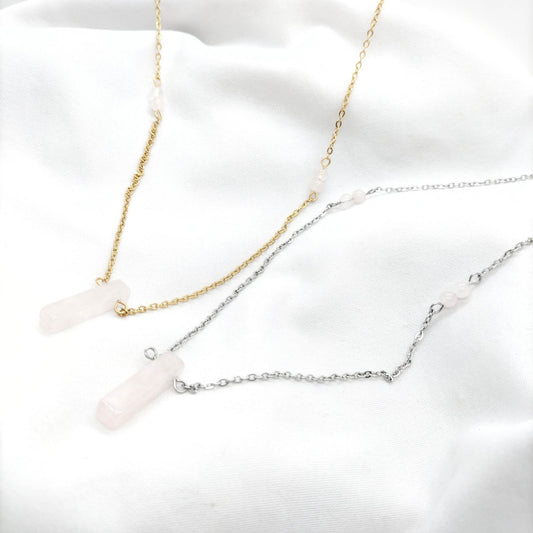 Collier Oblond Quartz rose