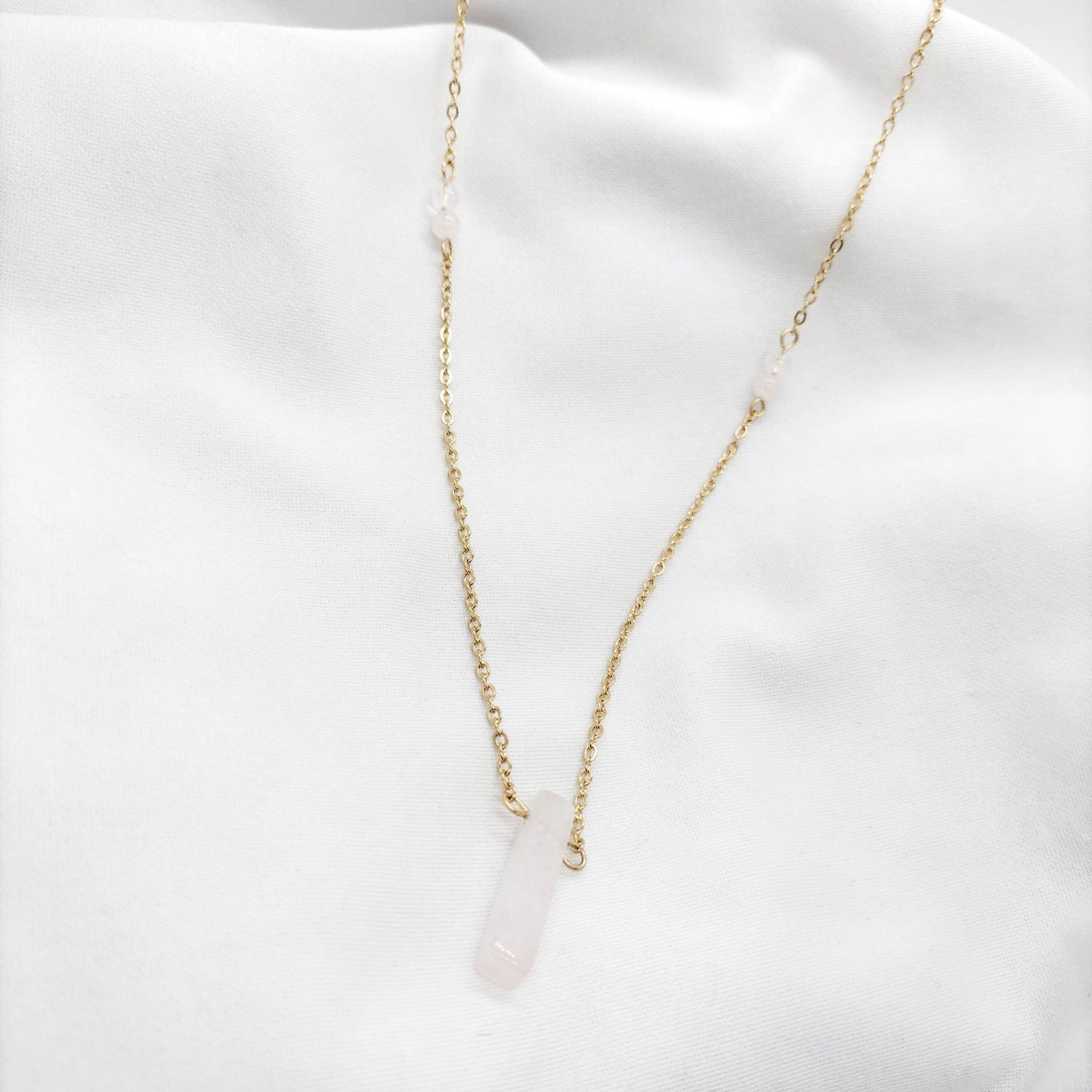 Collier Oblond Quartz rose