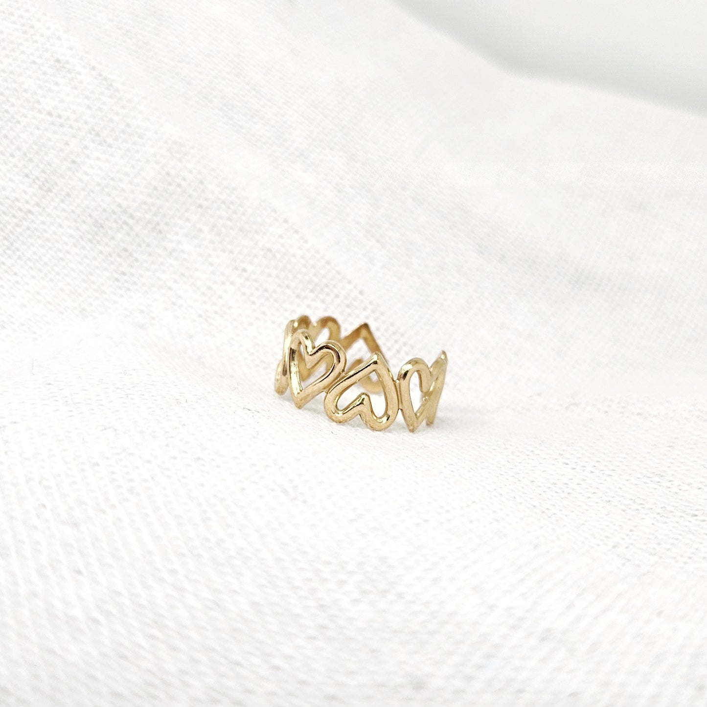 Bague ajustable cœur acier inoxydable doré