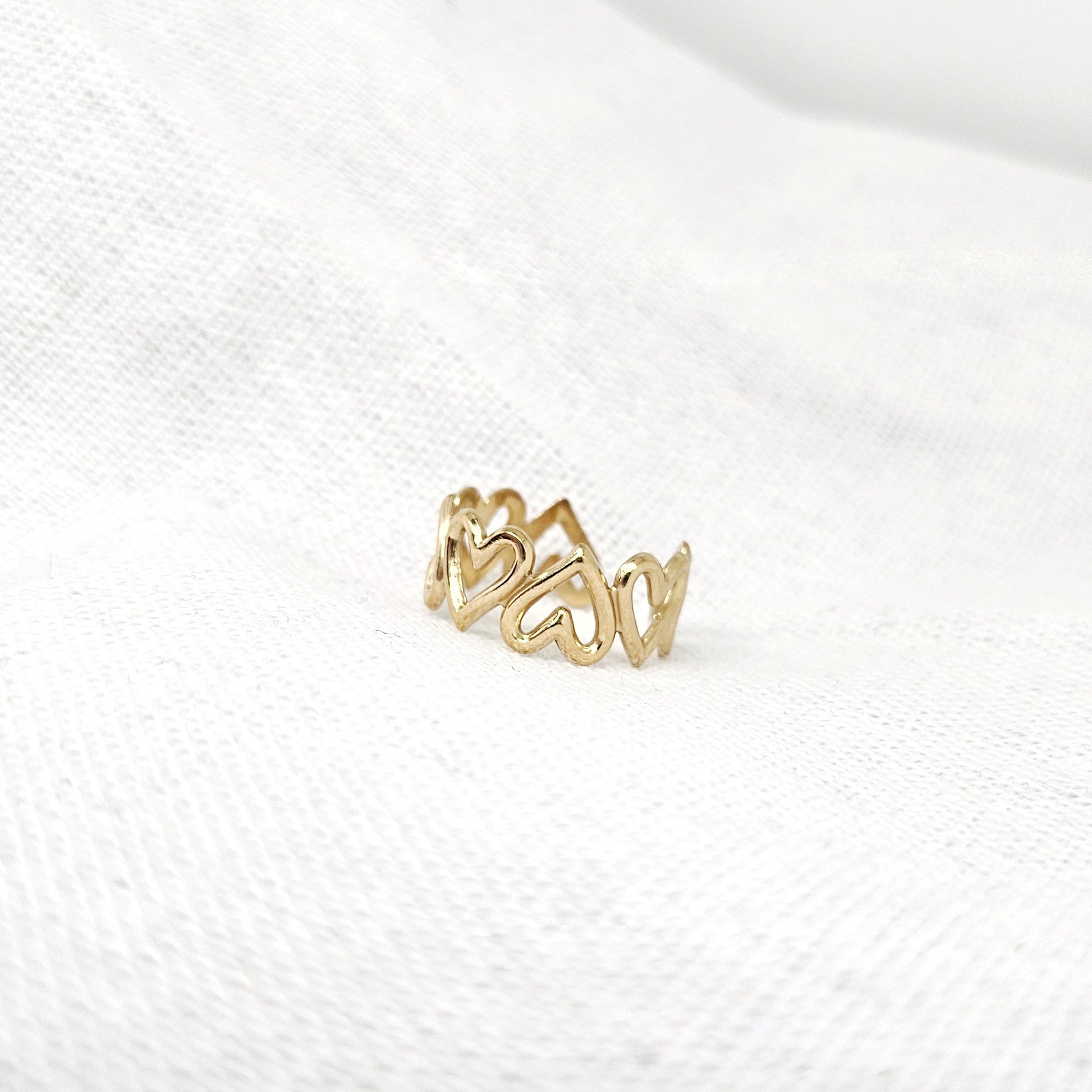 Bague ajustable cœur acier inoxydable doré