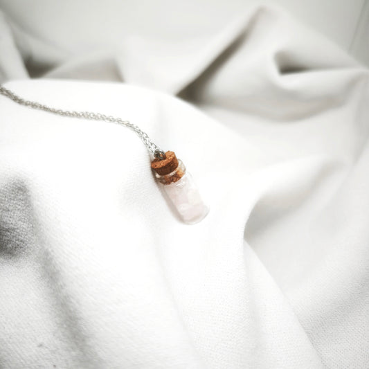 Collier bottle Quartz Rose