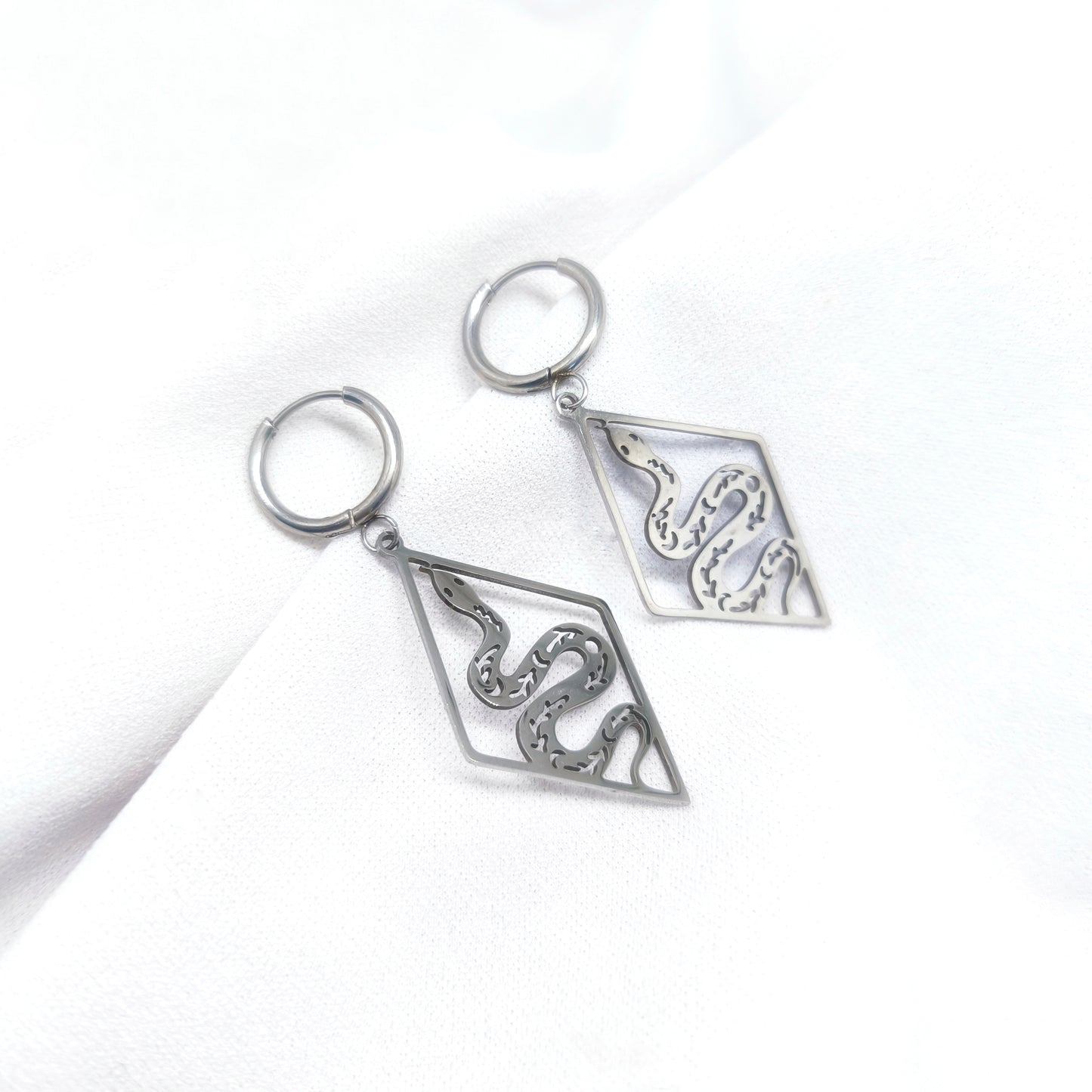 Boucles d'oreilles en acier inoxydable serpent