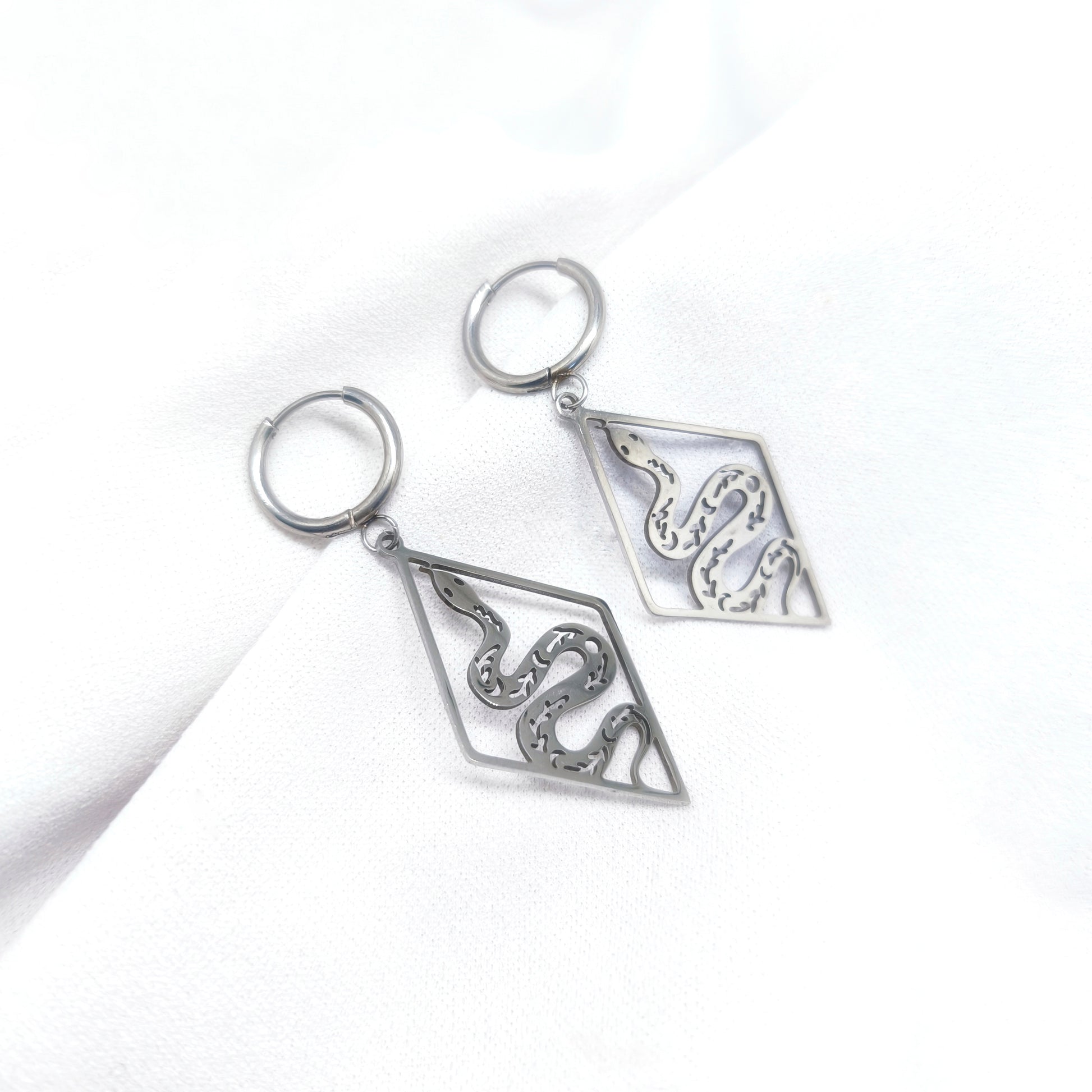 Boucles d'oreilles en acier inoxydable serpent