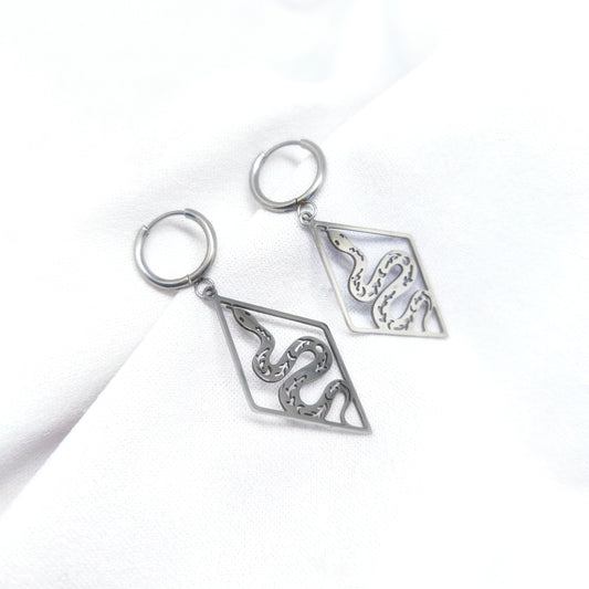 Boucles d'oreilles en acier inoxydable serpent