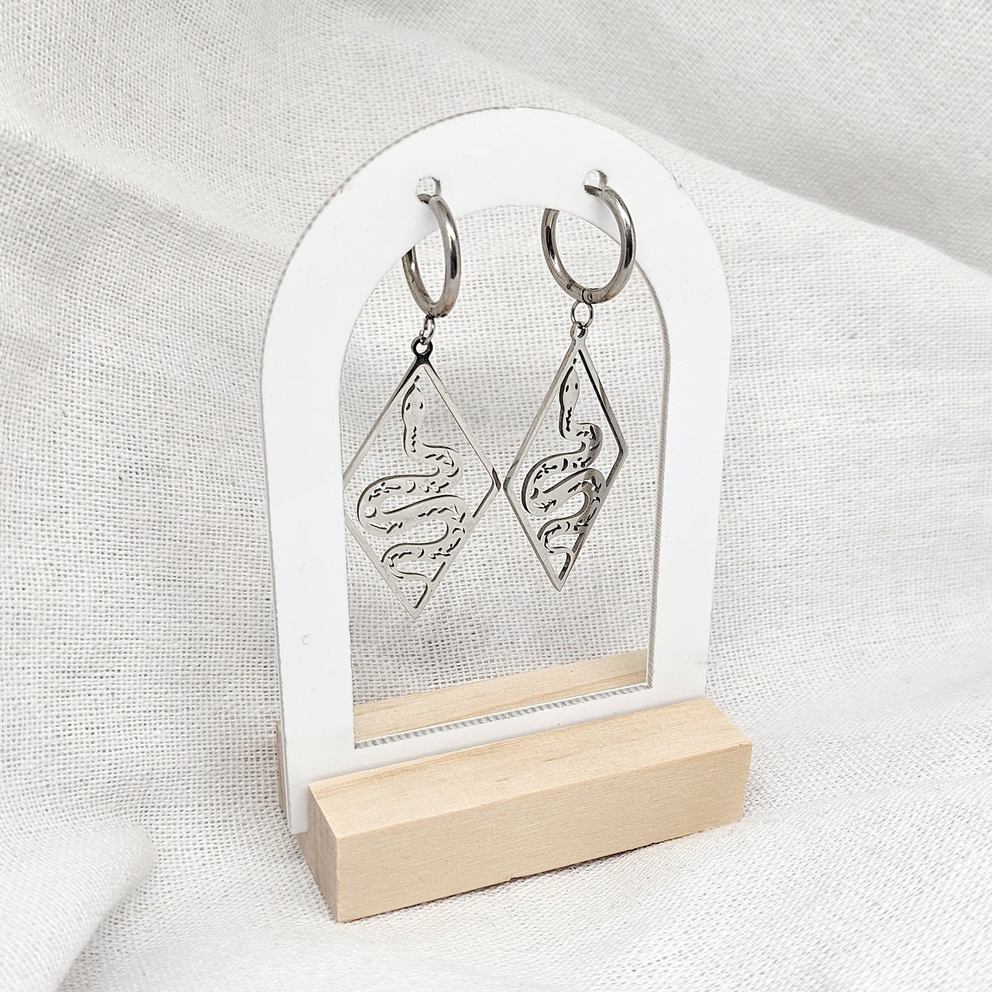 Boucles d'oreilles en acier inoxydable serpent