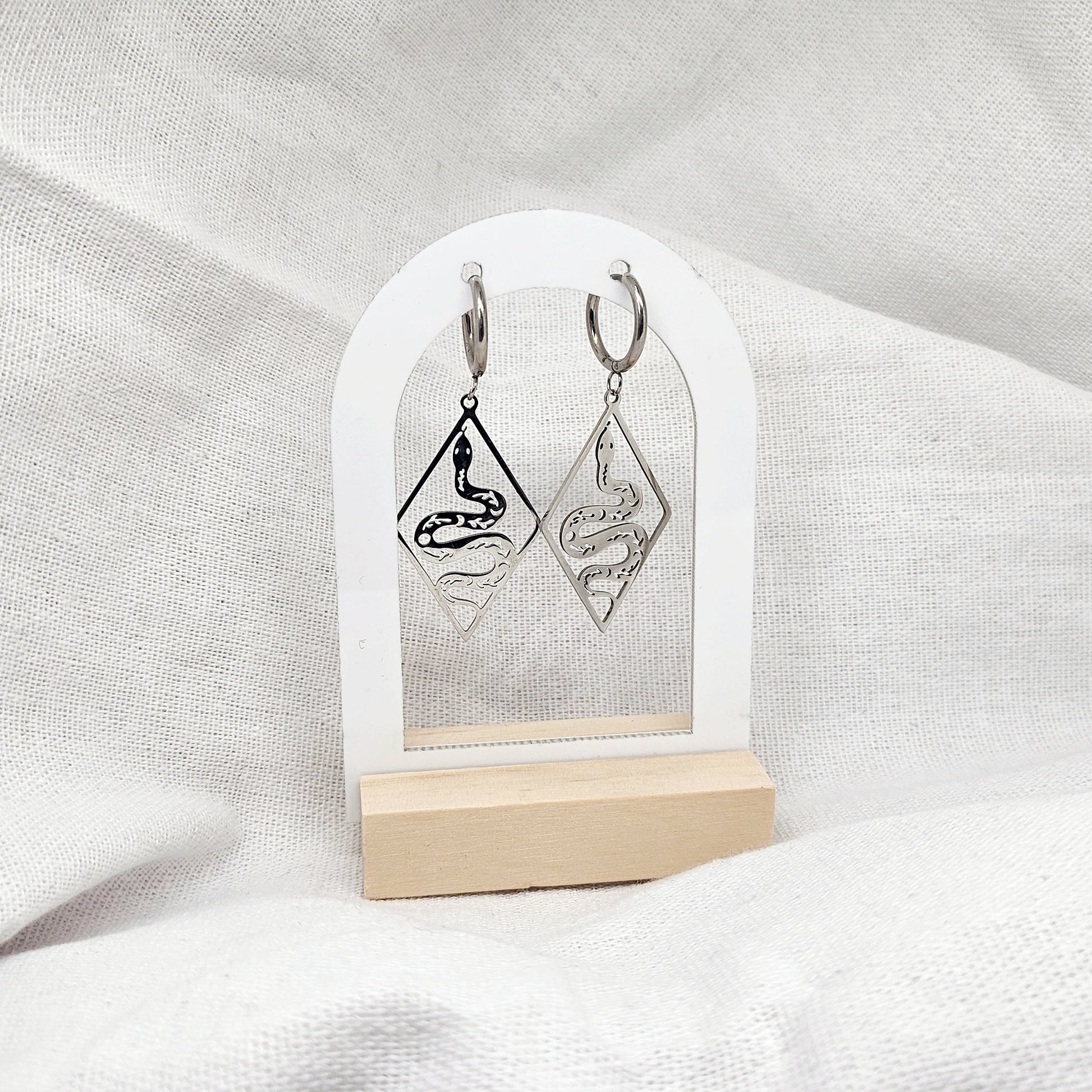 Boucles d'oreilles en acier inoxydable serpent