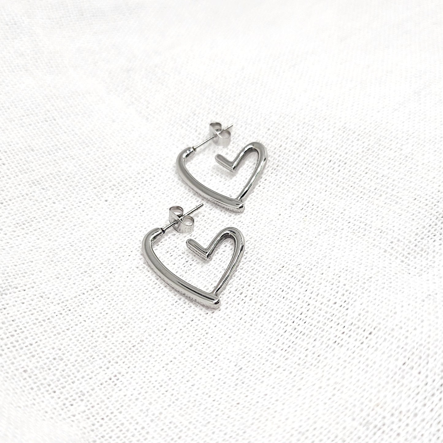 Boucles d'oreilles cœur en acier inoxydable