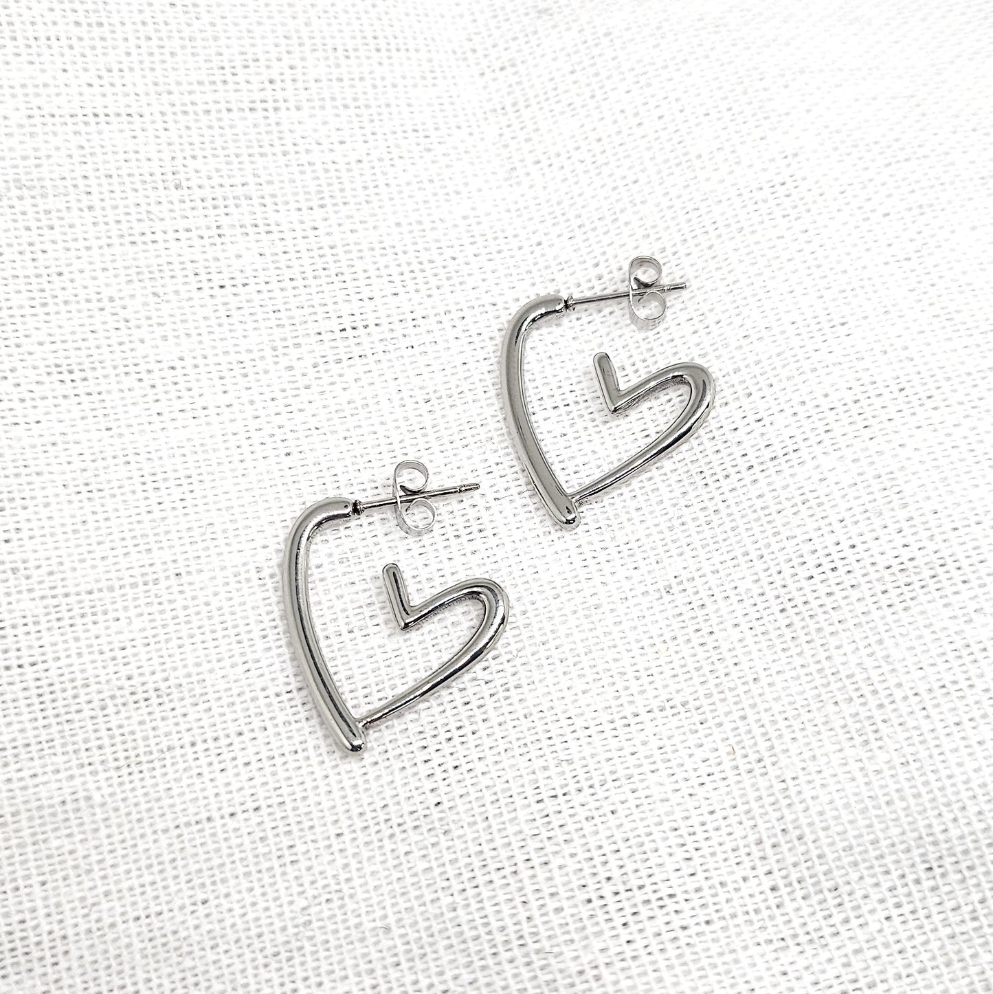 Boucles d'oreilles cœur en acier inoxydable