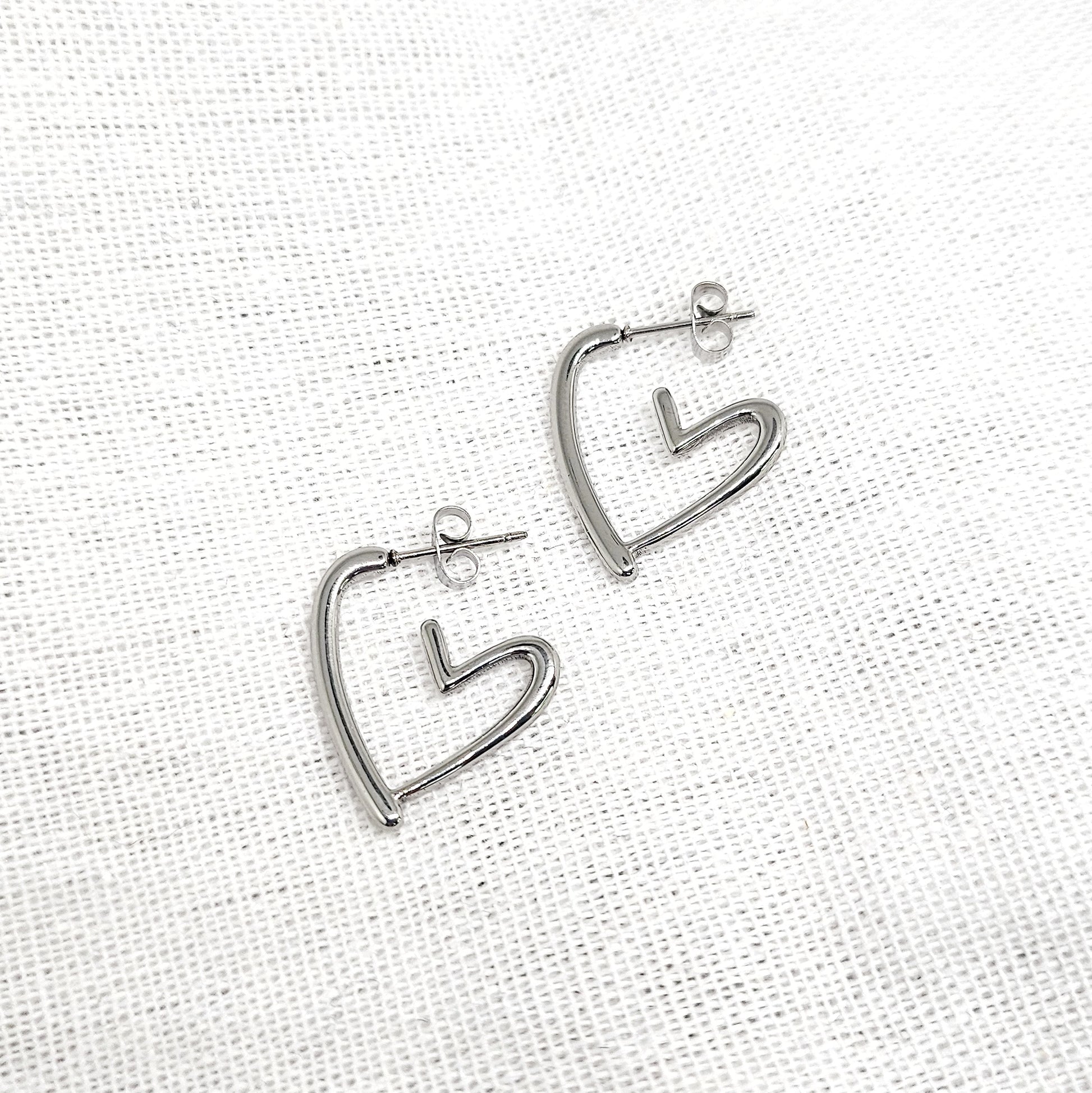 Boucles d'oreilles cœur en acier inoxydable