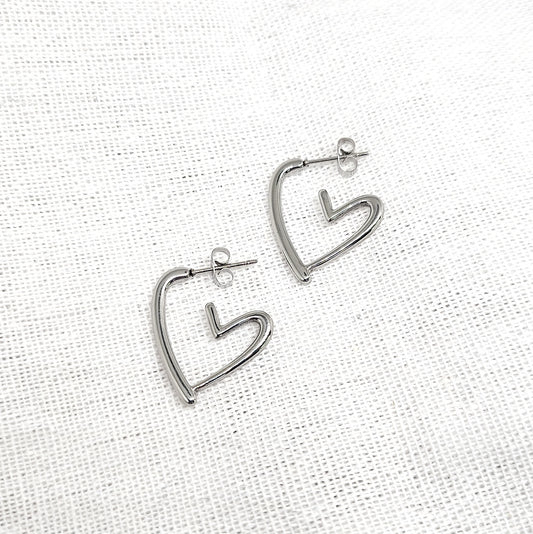 Boucles d'oreilles cœur en acier inoxydable