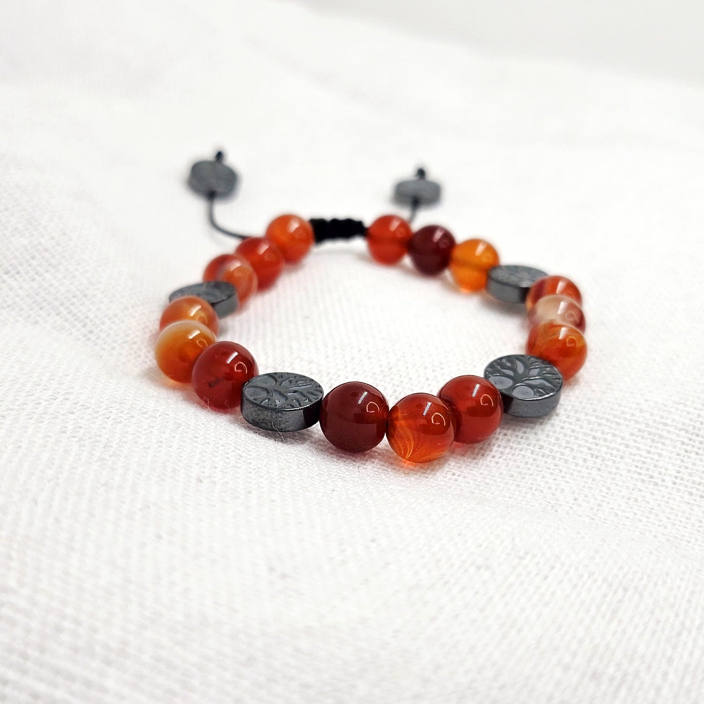 Bracelet ajustable Cornaline/Hématite