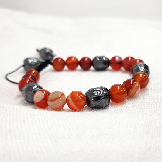 Bracelet ajustable Cornaline/Hématite