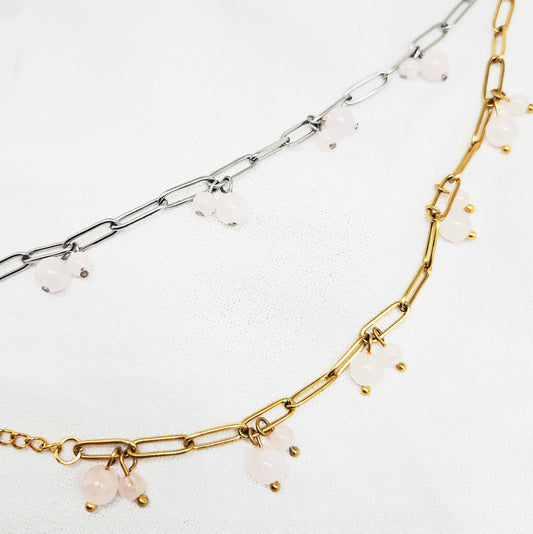 Bracelet Lien de Quartz Rose