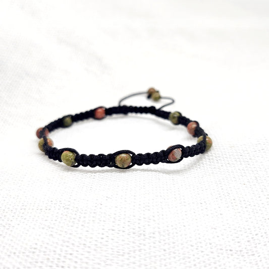 Bracelet ajustable fais main en unakite