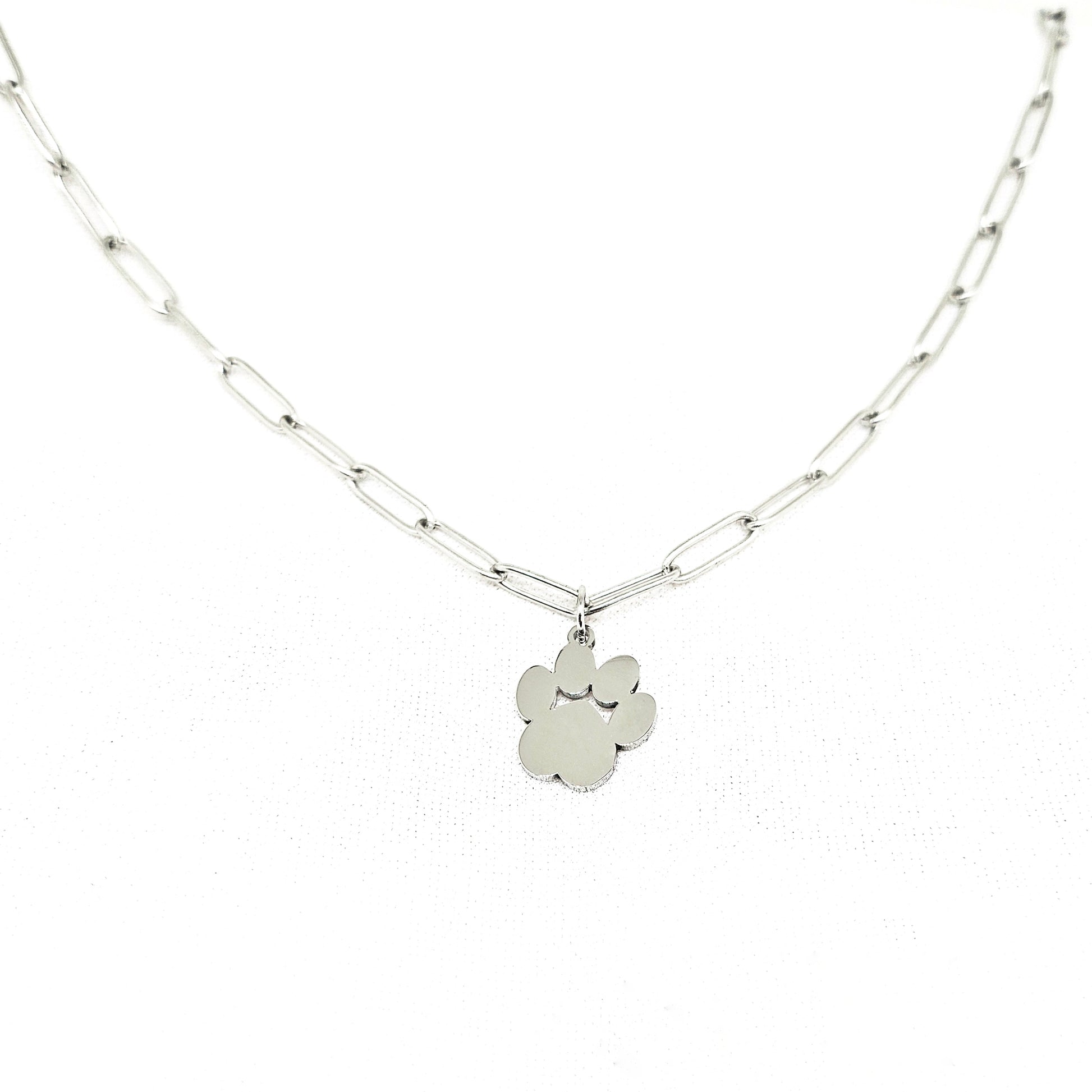 collier en acier inoxydable empreinte d'animaux disponible en doré ou argenté
