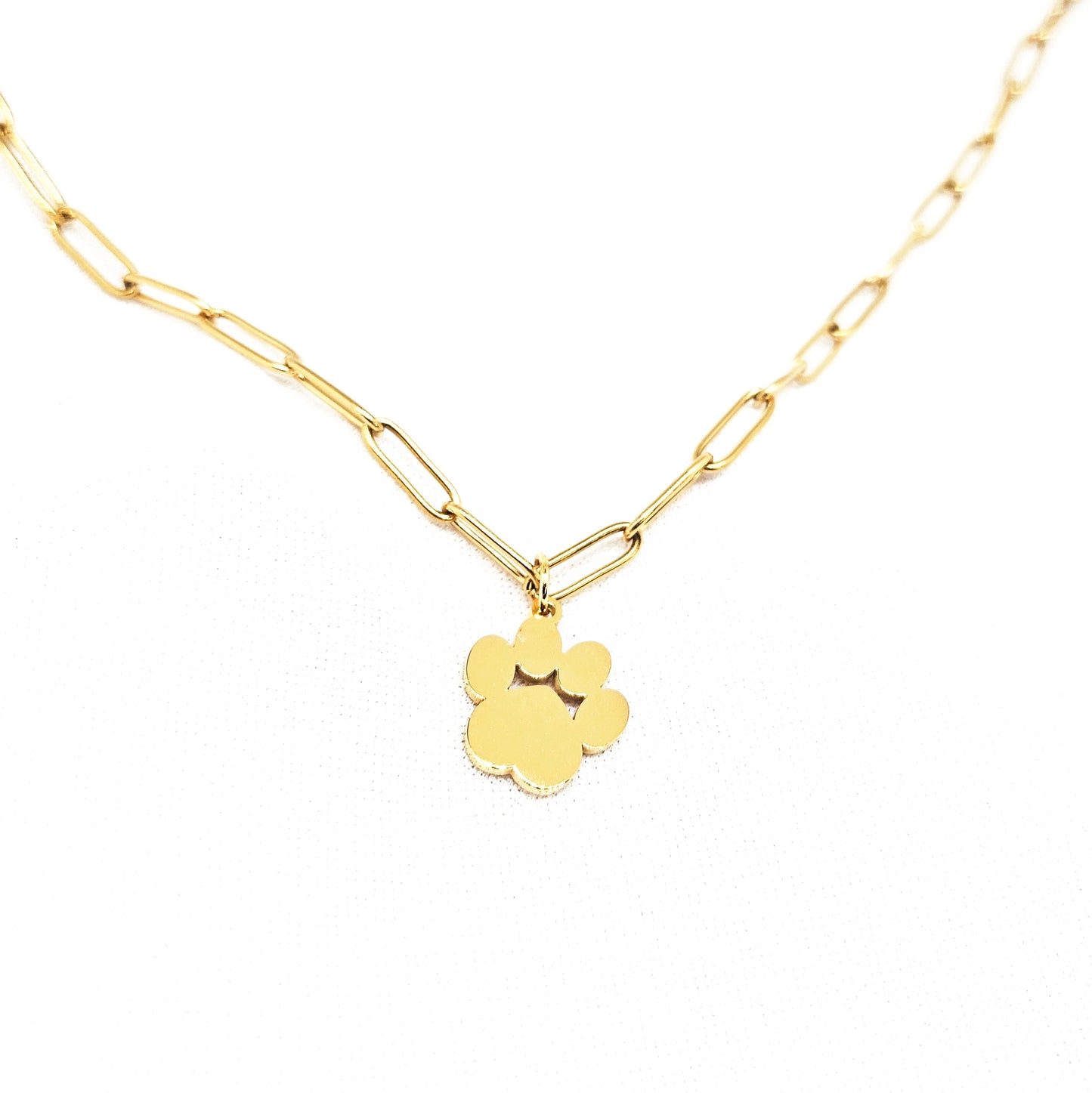 collier en acier inoxydable empreinte d'animaux disponible en doré ou argenté
