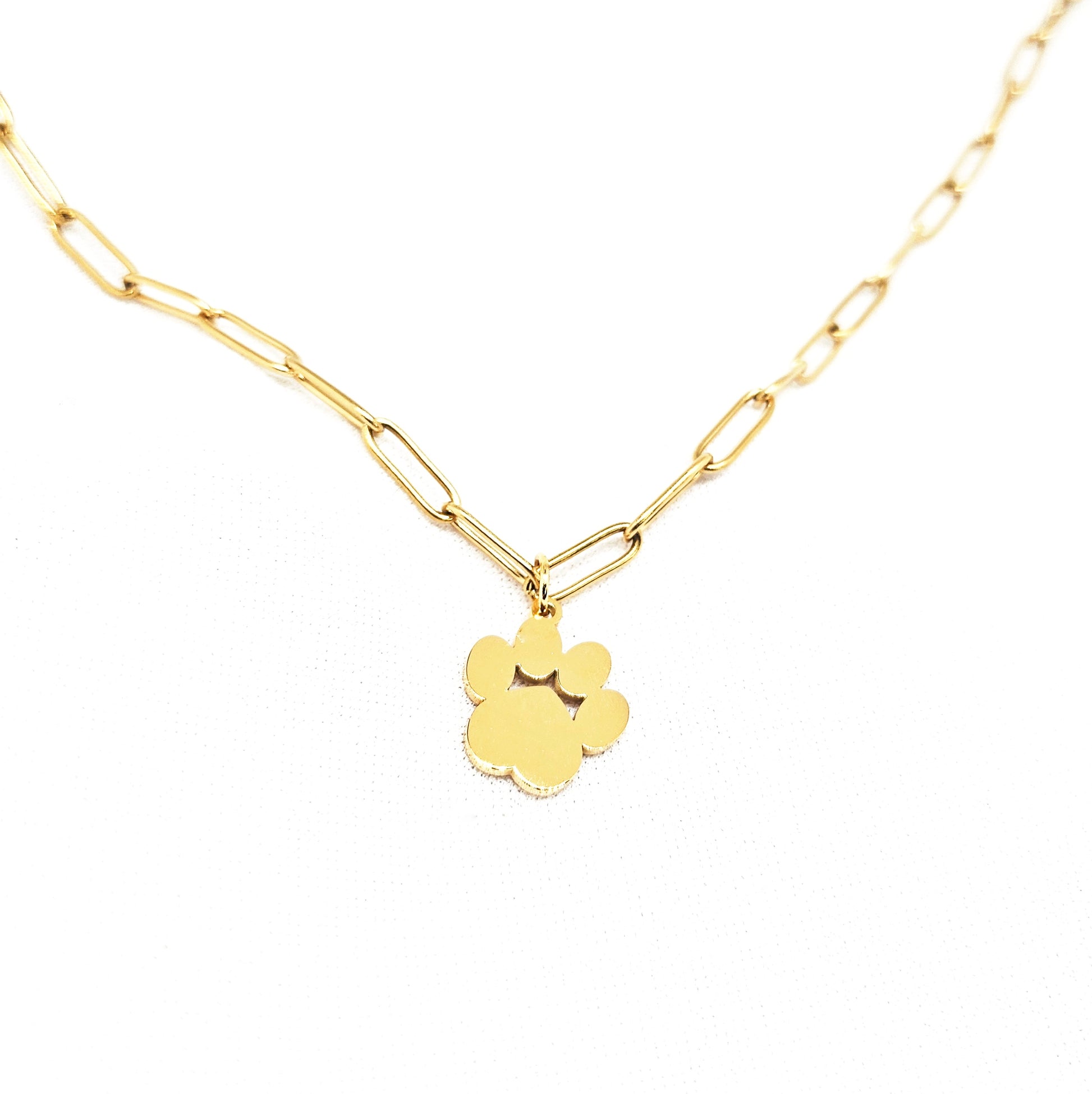 collier en acier inoxydable empreinte d'animaux disponible en doré ou argenté