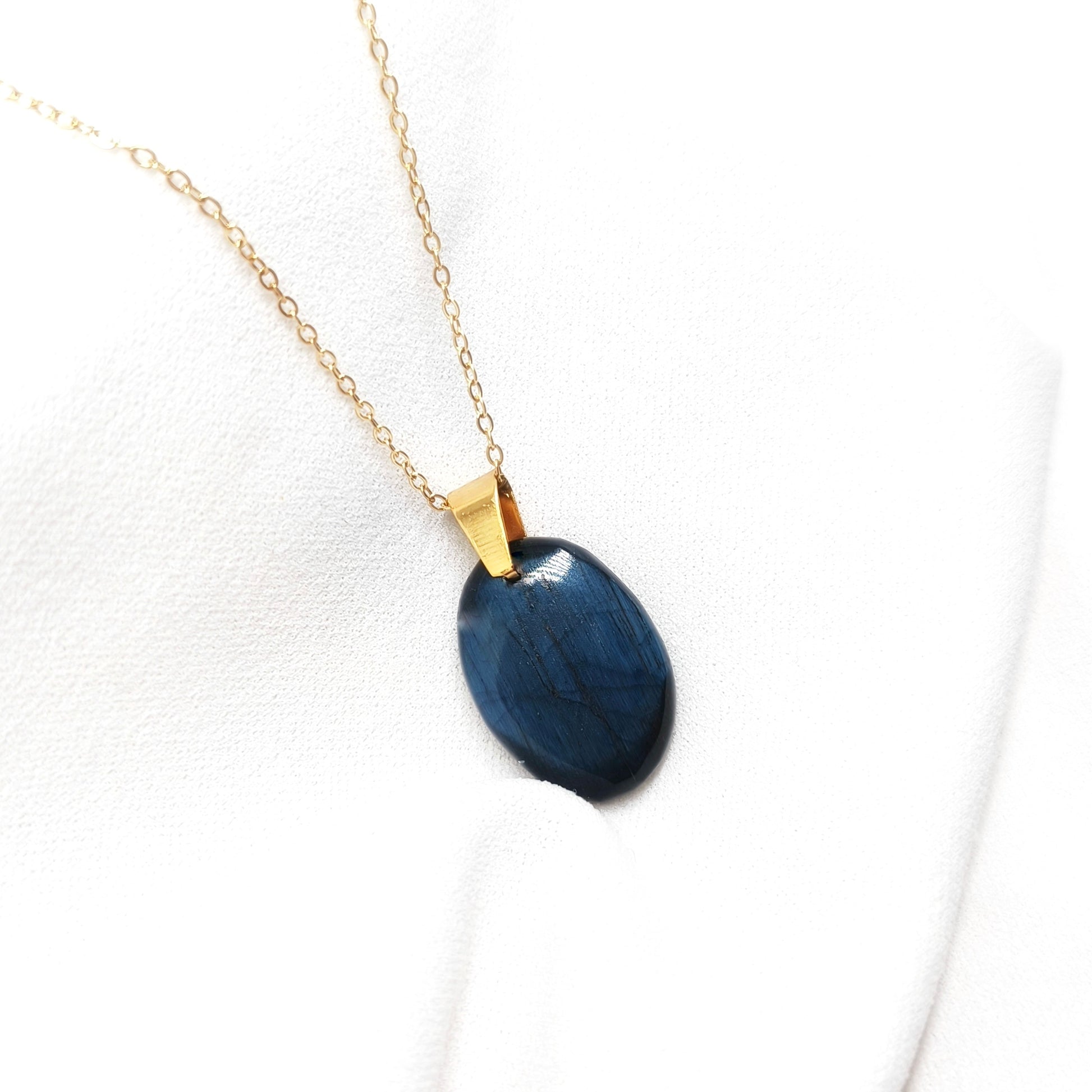 Collier gemm'arts oeil de faucon acier inoxydable