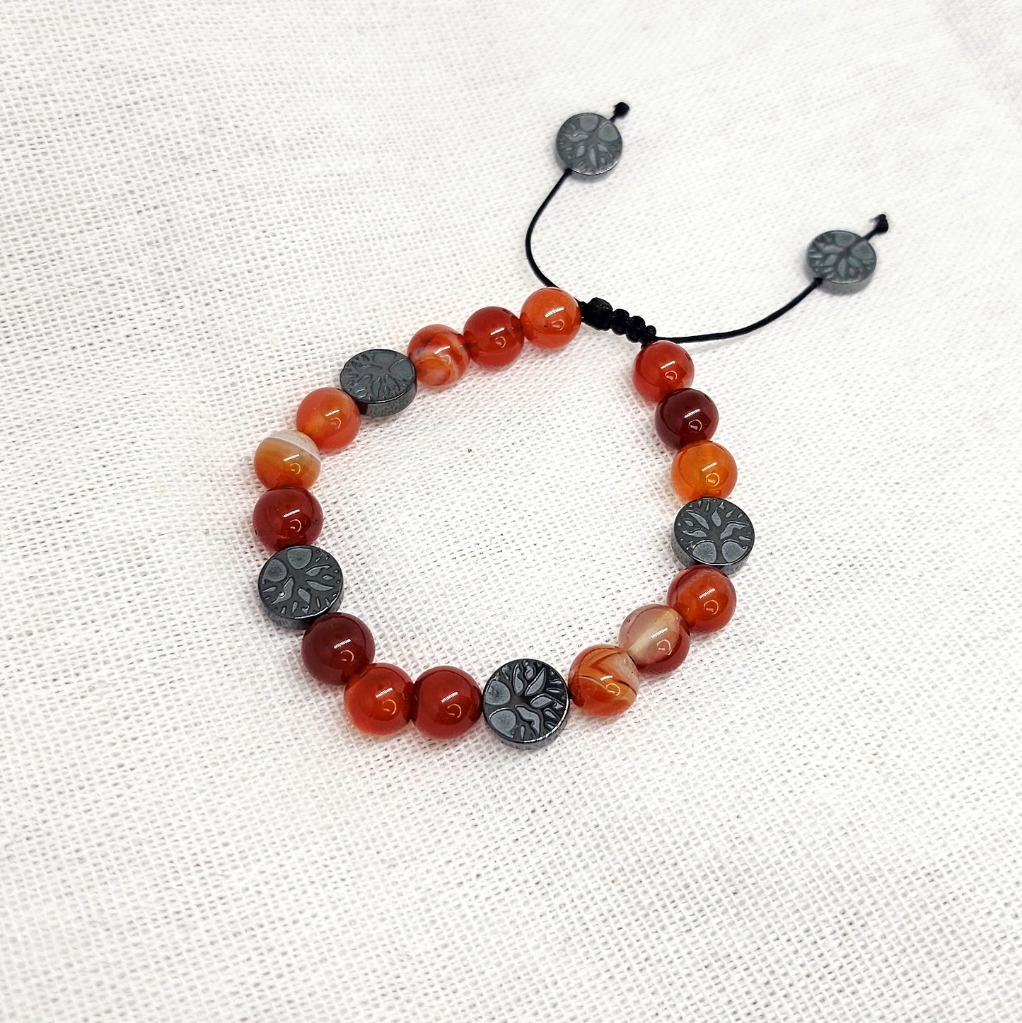 Bracelet ajustable Cornaline/Hématite